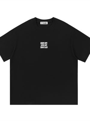6cb4eba498284e90afe20afada03f0bf.jpg Know Him Cotton T-Shirt Black
