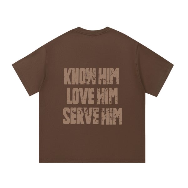 dcc066e1abed4d1a9aa456f230eec4a7.jpg Know Him Cotton T-Shirt Coffee